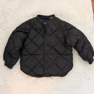 Zara Quilted Kids Jacket Black Sz 3/4